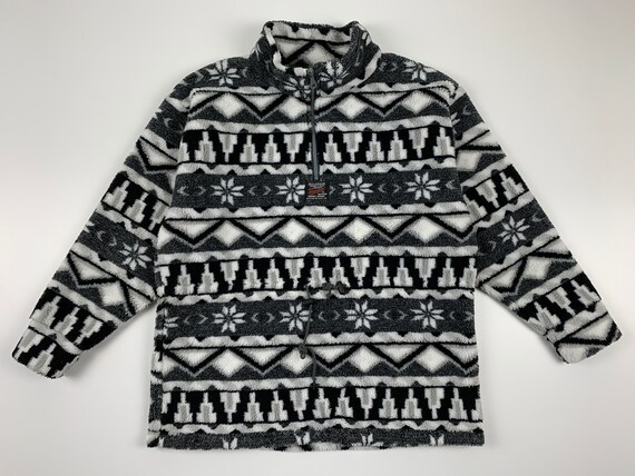 Vintage Fleece Sweater Abstract Pattern Germany S… - image 1