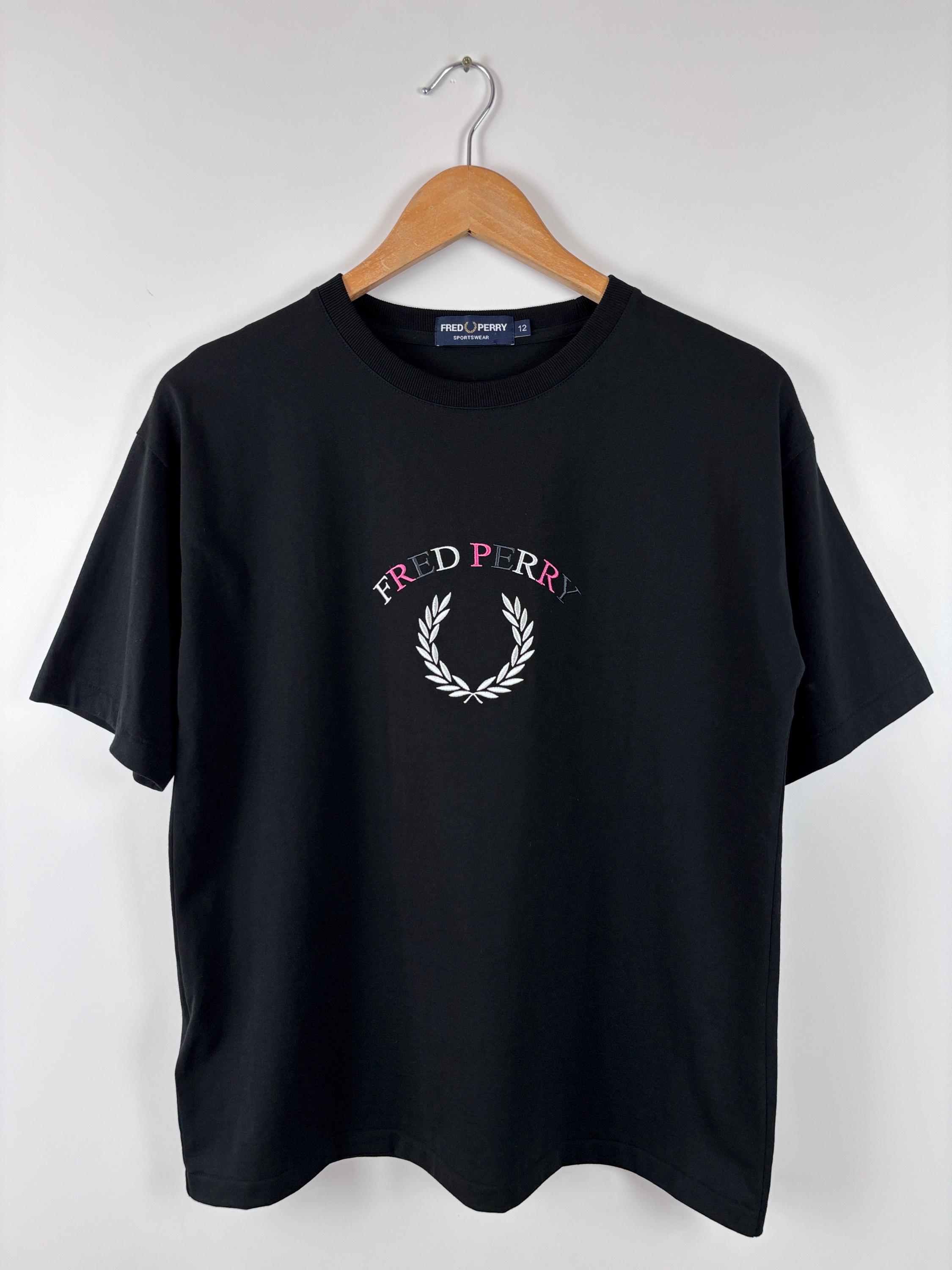Womens Fred Perry Sportwear Black T-shirt Size UK 12 - Etsy
