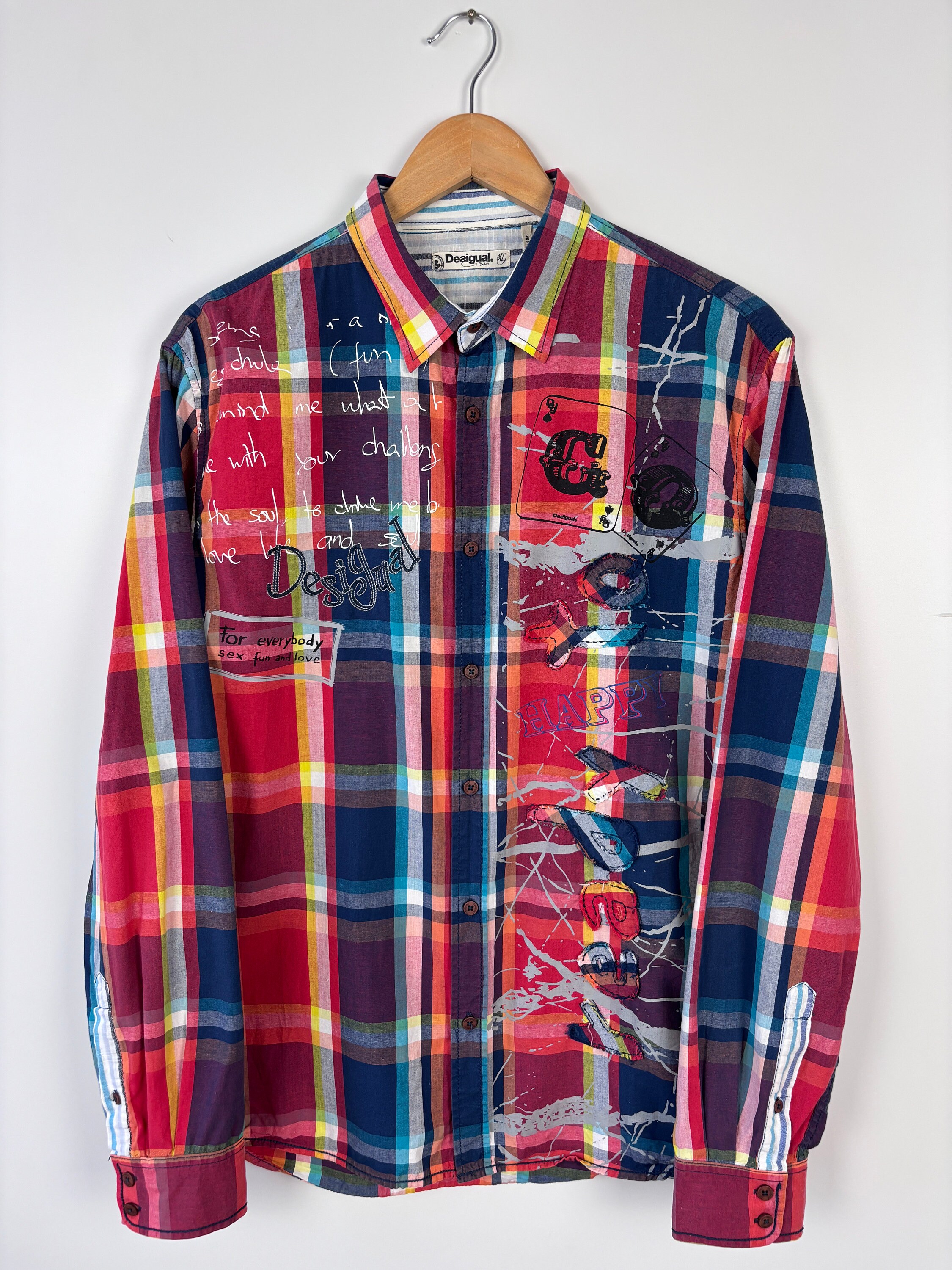 Mens Desigual Longsleeve Button up Shirt Plaid Check Regular