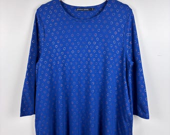 Gudrun Sjoden Cotton Modal Polka Dot Dress Tunic Blue Size XL