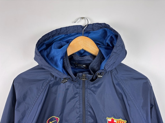 Vintage 2000s Nike Team FC Barcelona Light Jacket Windbreaker Blue