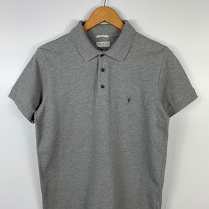 Mens All Saints Fight Club Polo T-shirt Short Sleeve Gray Size L