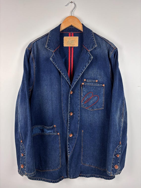 Mens Paul Smith Red Ear Denim Blazer Jacket Blue Size M - Etsy