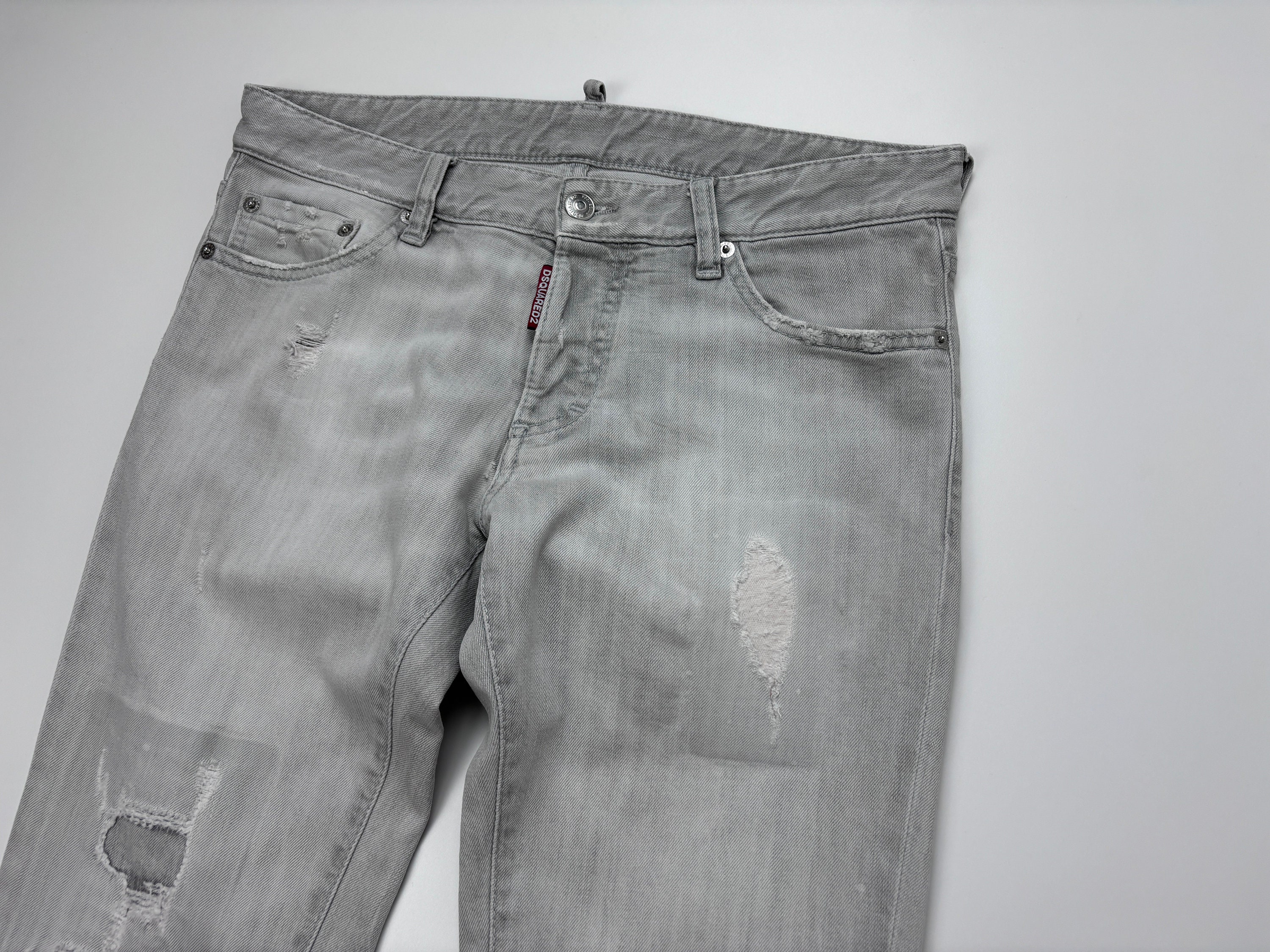Mens Dsquared2 Slim Jeans Distressed Gray Size 46 UK