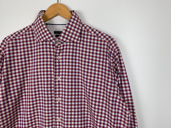 Mens SUITSUPPLY Button Down Long Sleeve Check Dress Shirt Plaid Red White Classic Size 43/17 - Etsy Mens SUITSUPPLY Button Down Long Sleeve Check Dress Shirt Plaid Red White Classic Size 43/17 - Etsy