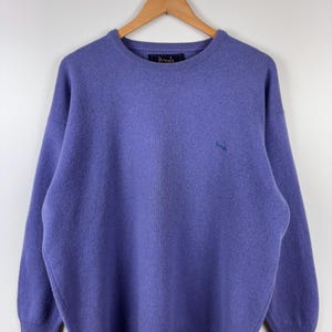 Vintage Pringle Of Scotland Pure New Wool Sweater Pullover Purple Mens Size ~XL
