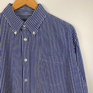 Men&#39;s BOGGI Milano Button Down Shirt Striped White Blue Size XL