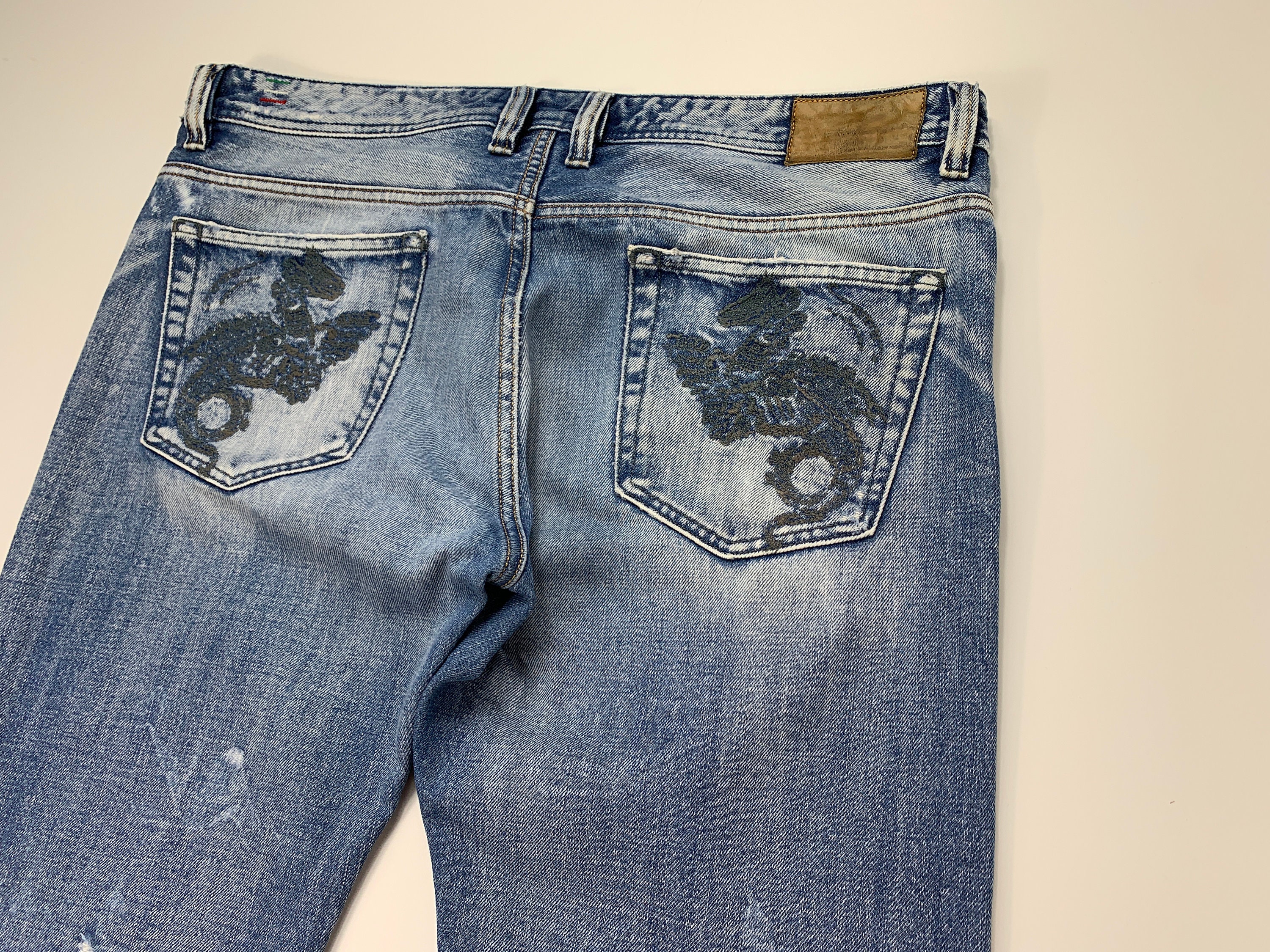 Mens Viker Straight Distressed Jeans Size 36x32 Etsy