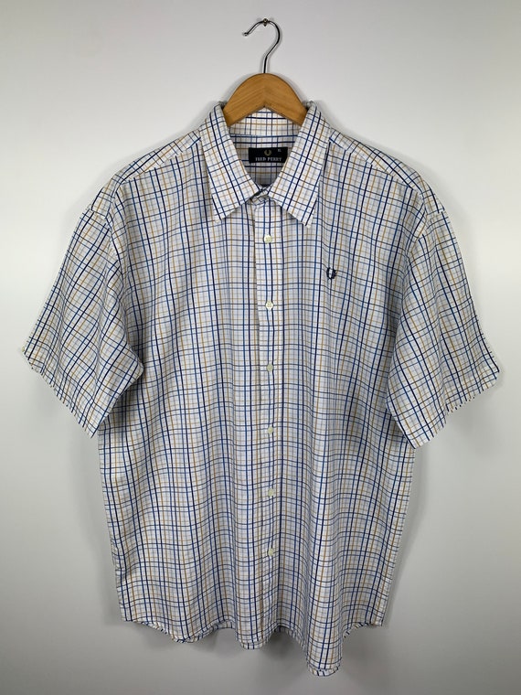 Vintage Fred Perry Check Shirt Button Up Shortslee