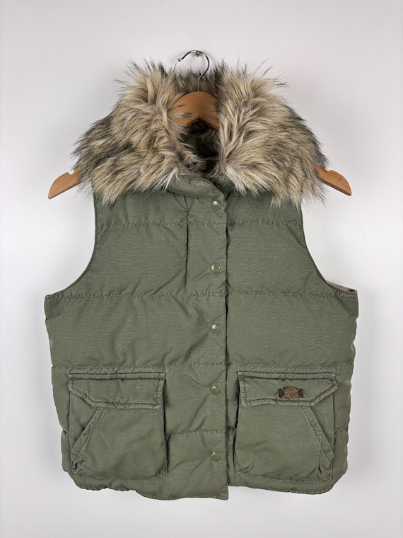Denim Supply Ralph Lauren Down Vest Puffer Green Womens Size M