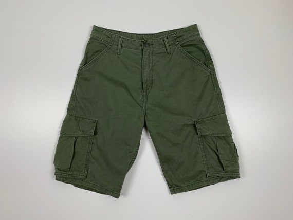 Vintage Mens Levis Cargo Shorts Khaki 