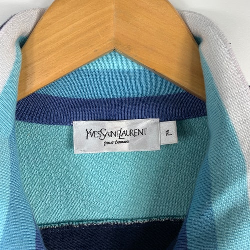 Vintage sales Yves Saint Laurent Zip Sweater Cotton Blue Mens Luxury Wear 90s YSL Sweatshirt Small Logo Authentic Long Sleeve Size XL