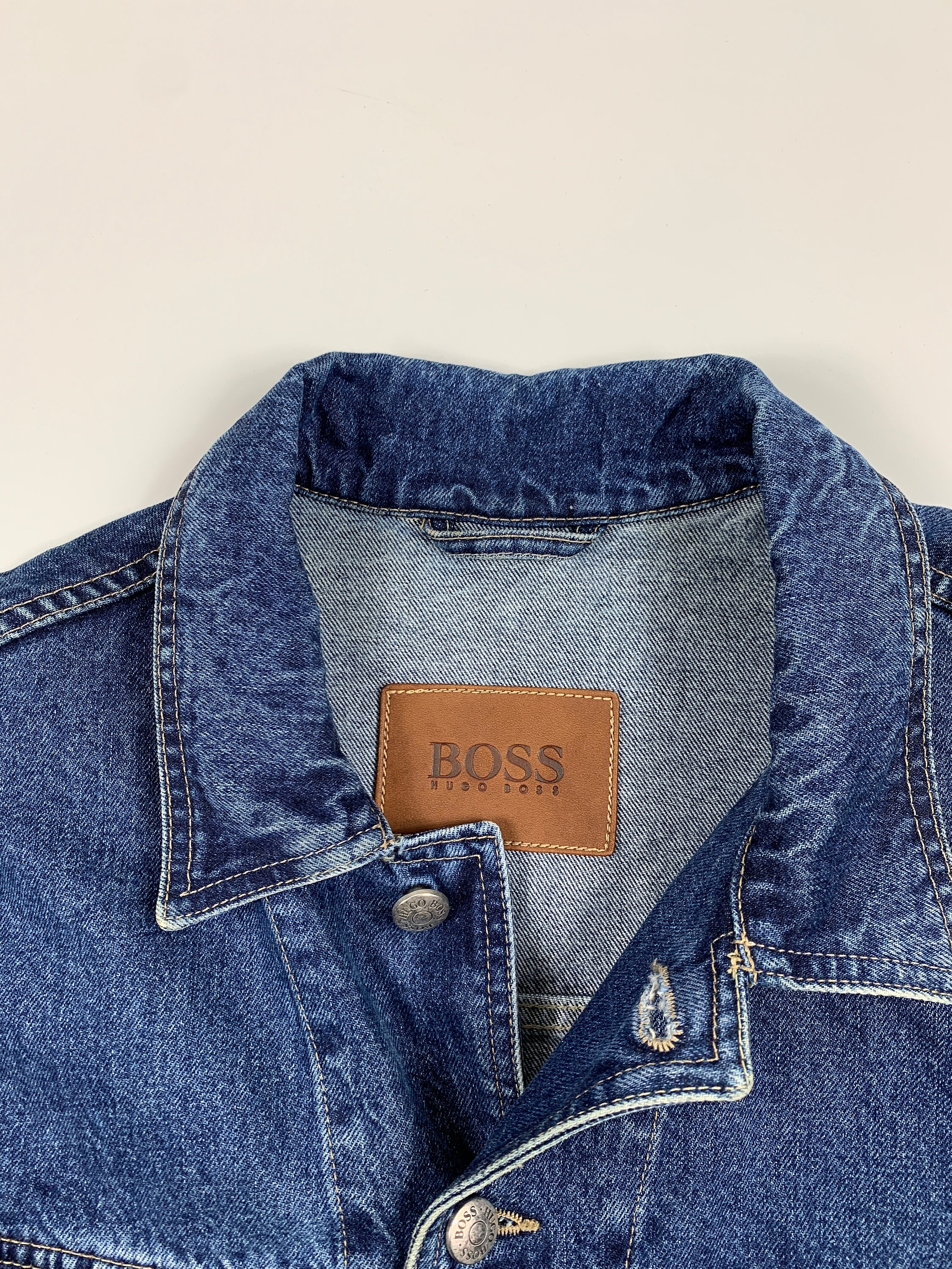Vintage 90s Hugo Boss Denim Trucker Jacket Mens Blue Size 52 Vintage 90s Hugo Boss Denim Trucker Jacket Mens Blue Size 52