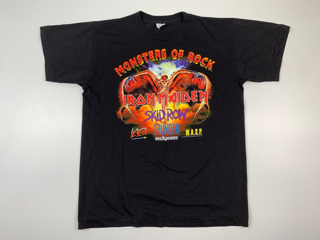 Vintage 1992 Iron Maiden T-shirt Monsters of Rock Donington Slayer Skid ...