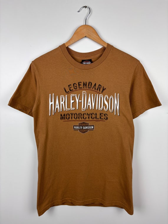 Mens Harley Davidson Thun Switzerland Graphic Print Brown Size ~S