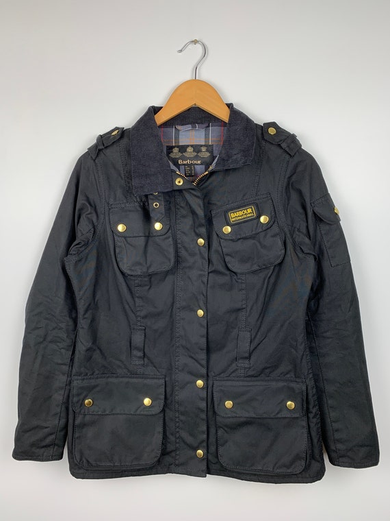 Women’s Barbour International Waxed Jacket Black … - image 1