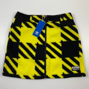 Womens Adidas Fleece Skirt Black Yellow Size UK 4