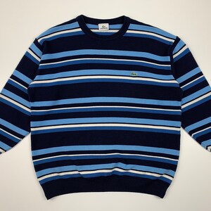 Vintage 90s Lacoste Striped Crew Neck Sweater Longsleeve Retro
