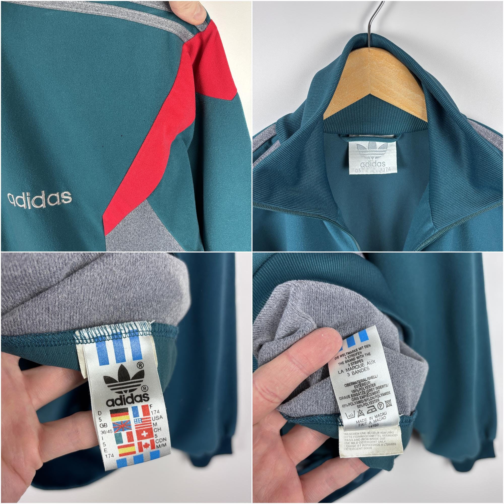  グレー　レア　ストライプジャージ Mサイズ　USA 90s Vintage 90s Adidas Track Zip Jacket Green Gray Mens Size M - Etsy