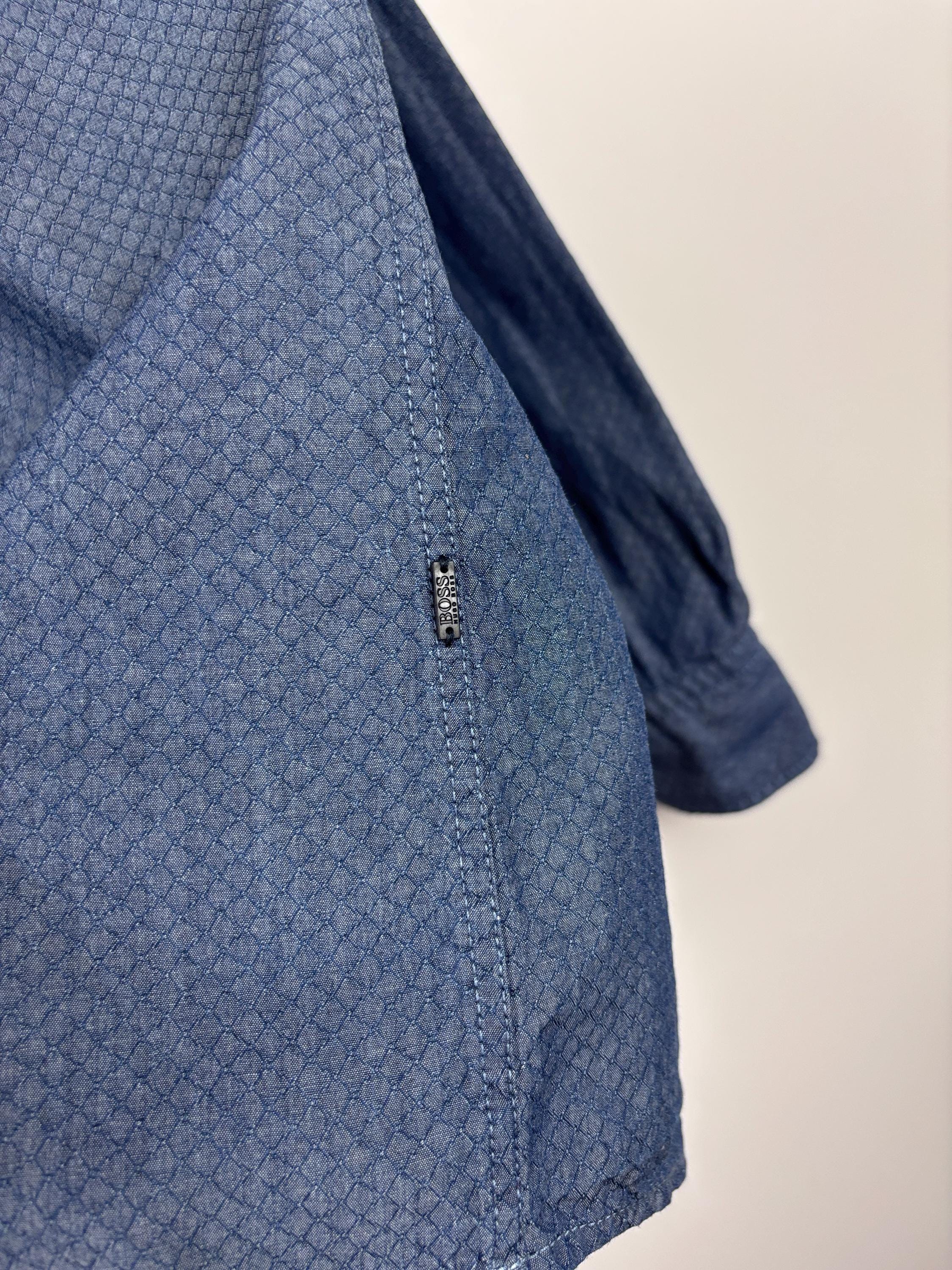 Chemise Homme Hugo Boss ExtremecraftedE Bleue Et Blanche - Taille US 2XL (IT 56), 100% Coton