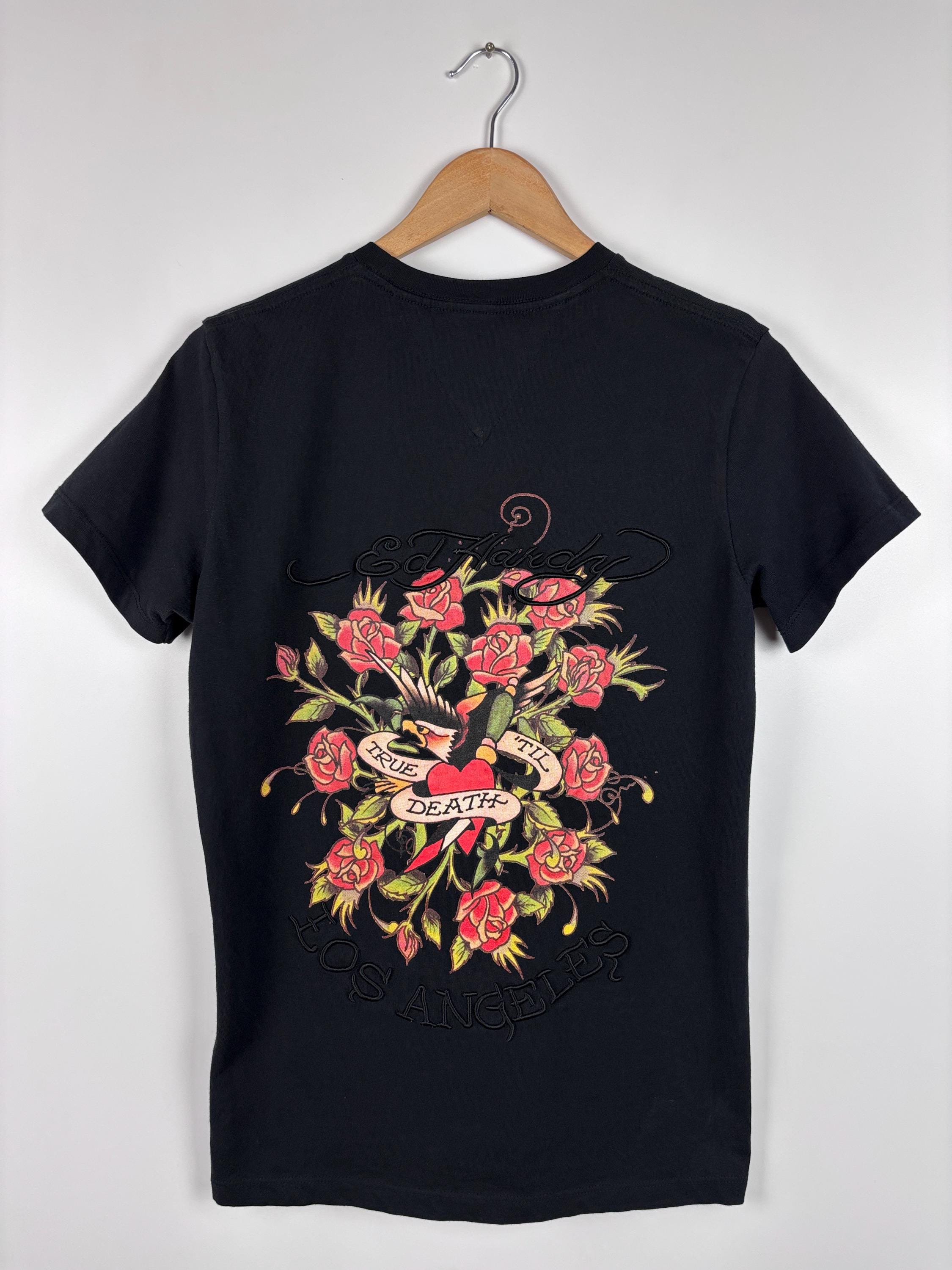 Maglietta Ed Hardy Love Dies Hard Bianca Aderente Taglia Small Nuova Con Taglie