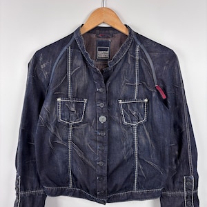 Vintage Marithe Francois Girbaud Denim Jacket Trucker Blue Size US 27