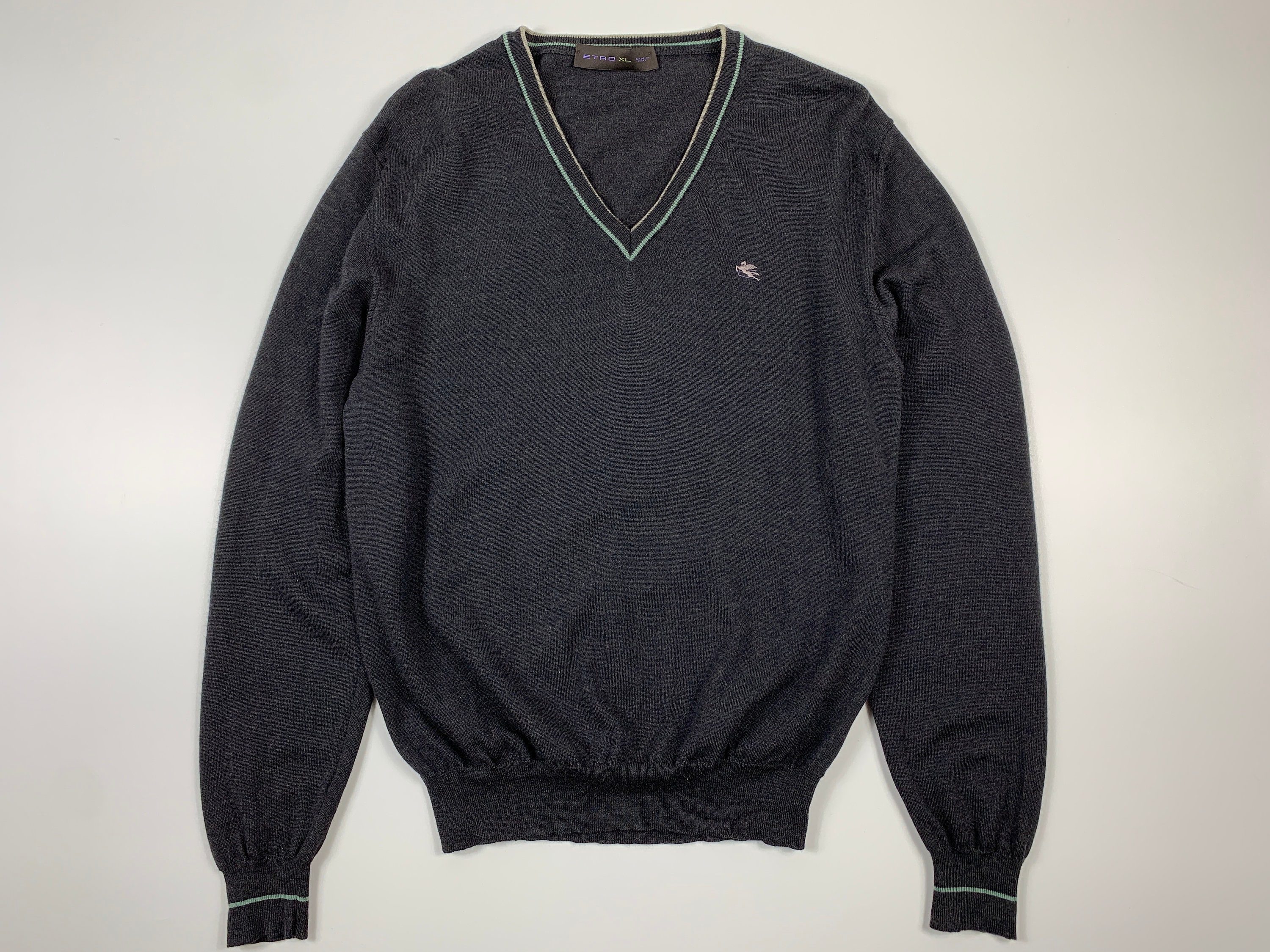 ETRO Wool Sweater V-neck Classic Jumper Luxury Style Authentic - Etsy