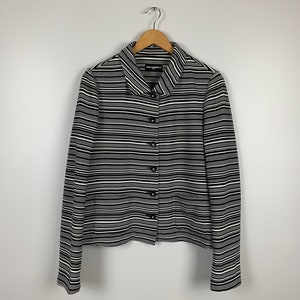 Women's Karl Lagerfeld Striped Black White Jacket Blazer Size ~ 14