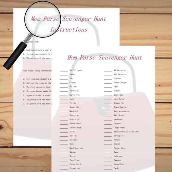 Hen Party Scavenger Hunt Printable | Black and White Theme