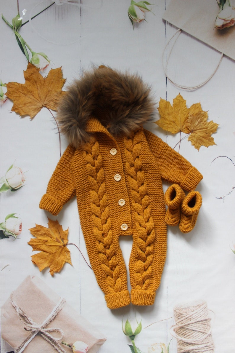 Baby boy Coming home outfit Winter Mustard baby wool romper Etsy