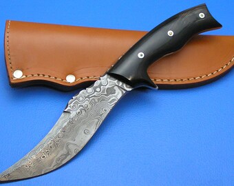 50% Off Sale 10 1/2" Damascus Steel Horn Unique Custom Handmade Knife Outdoor Camping Gift For Her Him Dad Father Anniversary Gift G3