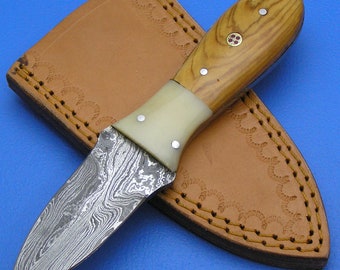 BELOW COST Plus 50% Off Sale Damascus Steel Olive Wood Bone Clam Oyster Shucker Shucking Knife Gift For Her Him Kitchen Party Gift B1E-3