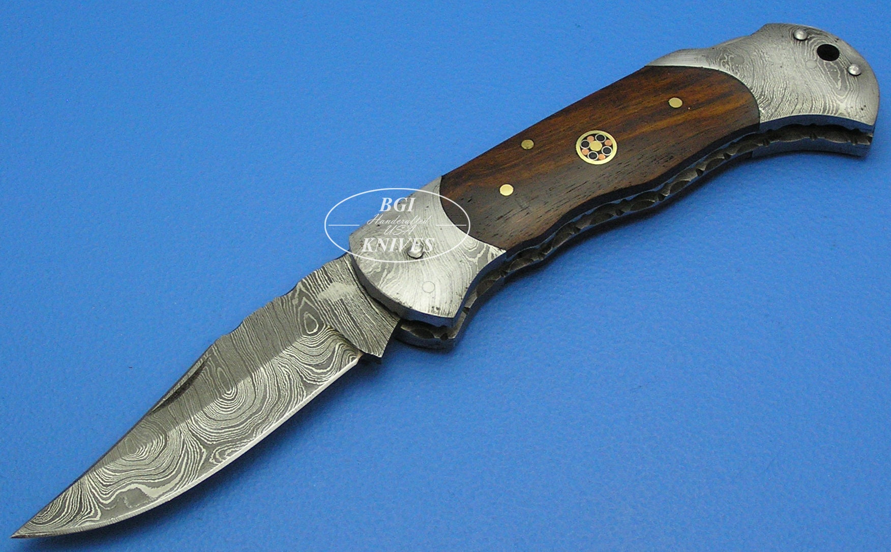 coût inférieur plus 50% de réduction sur la vente bgiknivesusa grand damas en acier palissandre poignée arrière serrure couteau pliant 72c-1