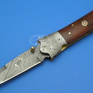 原価以下、さらに50%オフセール BGIKnivesUSA 大型ダマスカス鋼 染色キャメルボーンハンドル ライナーロック折りたたみナイフ 576I-1