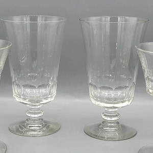 Patriotic Dolly Madison by Fostoria ~ Fine Depression Crystal Stemware Set ~ Iced Tea Drinking Glasses ~ Shabby Chic Thumbprint Glassware