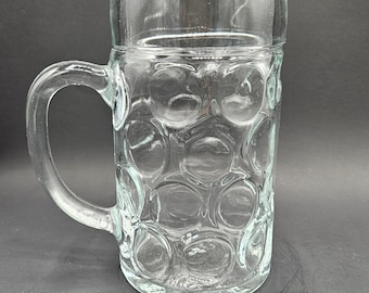 Stolzle Austrian Blank 1 Liter Dimpled Beer Mug, Stein ~ European Man Cave Oktoberfest Collectible Glassware Gift Dad, Him, Husband, Brother