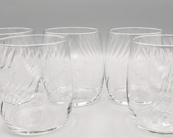 Vintage Libbey Clear Optic Swirl Set of 6 Double Old Fashioned Cocktail Drinking Glasses ~ 12 oz Home Barware On the Rocks, Juice, Lowballs