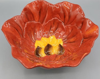 Tropical Flower Orange Blossoms, Yellow & Brown Maxcera Corp, Certified International Ceramic Dinnerware ~ You Choose: Serving Plate or Bowl