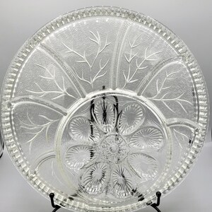 Vintage Indiana Glass Party Serving Tray, Platter You Choose: Twiggy Pebbled Leaf Deviled Egg & Relish or #260 Divided 4 Part Relish Tray
