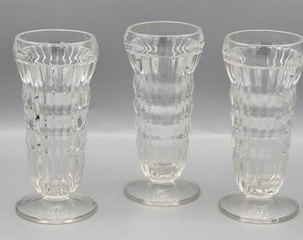 Jeannette Juego de 7 vasos estilo panal de abeja, copas de cóctel, vidrio de pedestal, copas acanaladas gruesas, artículos de bar para el hogar MCM, carrito de bar