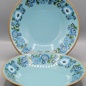 Vajilla Taylor, Smith & T Azura MCM Mid Century Aqua, turquesa con diseño floral. Vajilla con opciones de cubiertos: tazones para sopa, juegos de taza y platillo, tazón con asa.