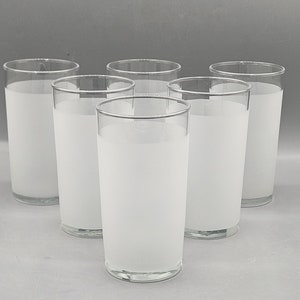 Vintage Libbey Dominion White Frosted Highball Cocktail, szklanki do picia wody ~ Zestaw restauracyjny 6 lub 4 ~ Domowe naczynia barmańskie, zamienniki wózków barowych