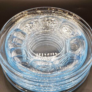 Sasaki Maison lichtblauwe glazen lunch, saladeborden ~ Set van 6 panelen Baby Blue Clear Serviesschotels ~ Mid Century Mod Party Glaswerk