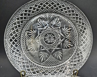 Cristal d'Arques Antique Clear Set of 4 Feather Luncheon Plates ~ Wedding, Baby, Bridal Shower Crystal Glass Replacement Dinnerware Dishes