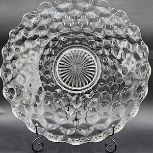 Fostoria American Clear Footed Torte Plate ~ 14&quot; Clear Glass Sandwich Platter, Cake Plate ~ Wedding, Dinner Party, Bridal or Baby Shower