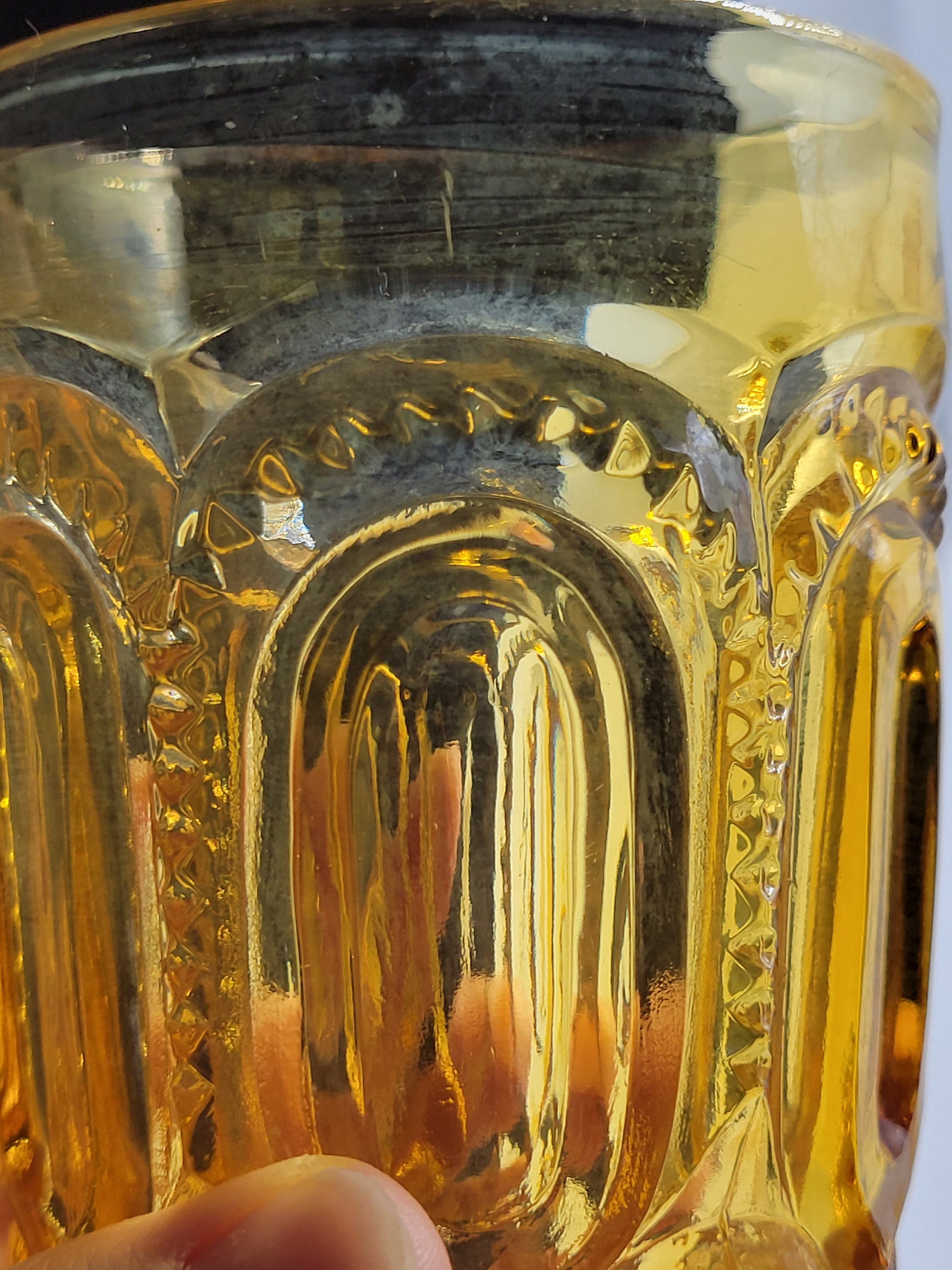 MCM LE Smith Moon & Star Amber Gold Footed Iced Tea Glasses
