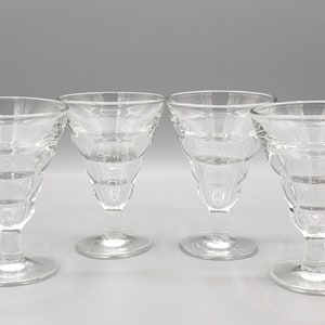 Set of 4 MCM Saturn Ring Style Cordial, Wine or Dessert Glasses ~ Duralex, France Stemmed Cocktail Glasses ~ Midcentury Atomic Style Glasses