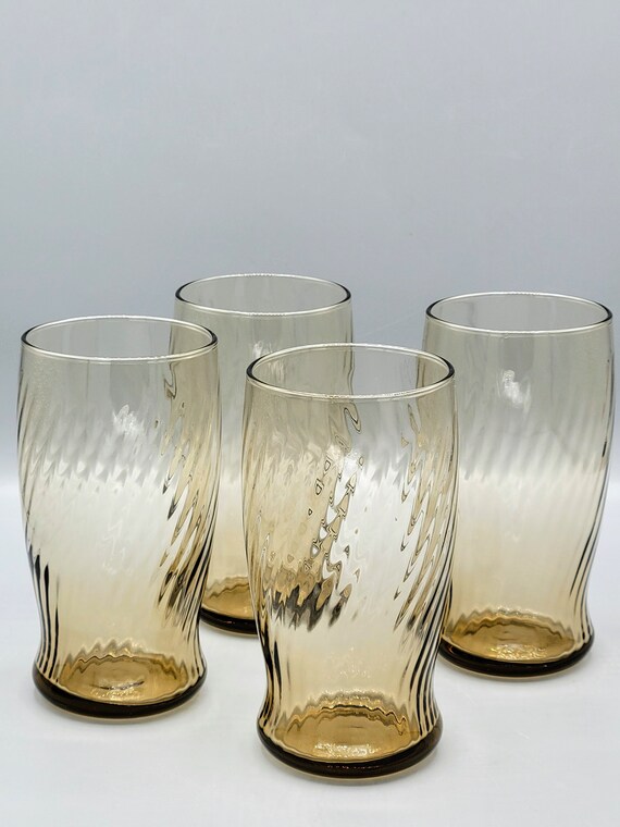 Symphony swirl optic pattern drinking glasses set of 8, vintage