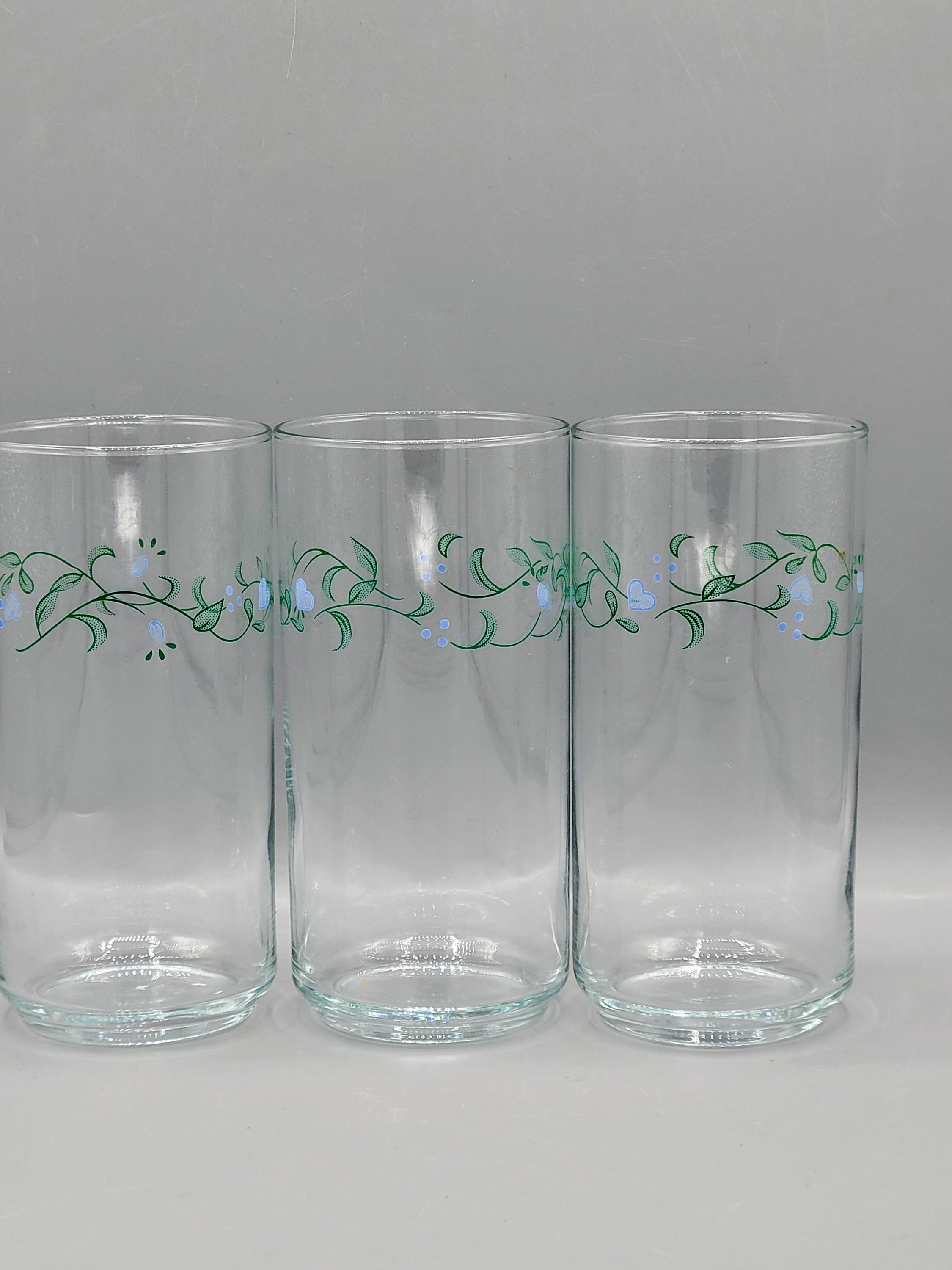 Corelle Country Cottage Drinking Glasses 16 Oz Straight Sided Tumblers Set of 3 Match Your Dinnerware Blue Hearts Green Vines Etsy Ireland