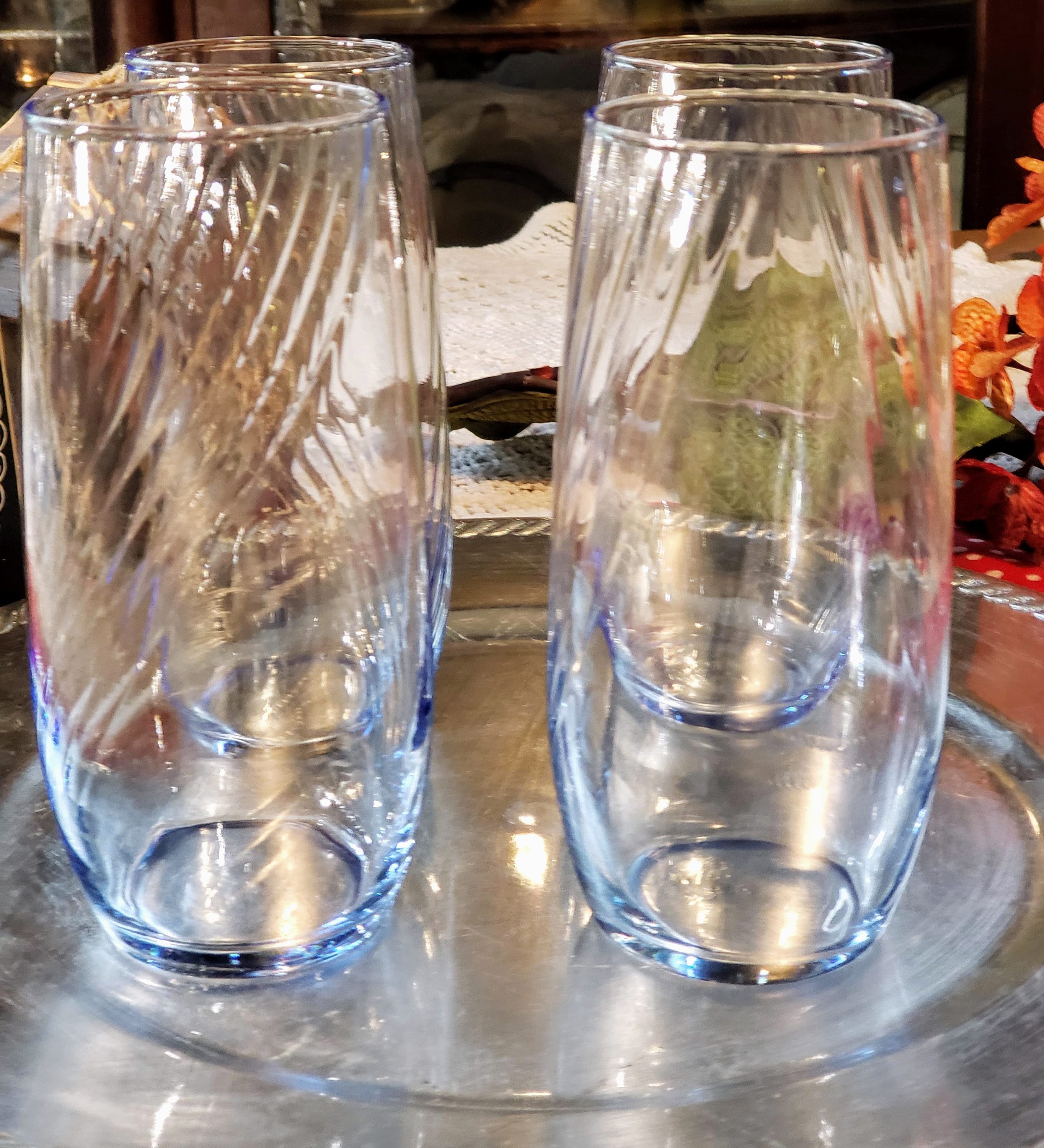 You Choose Libbey Optic Swirl Drinking Glasses Misty Blue Etsy